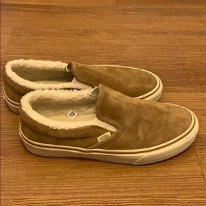 sherpa vans slip on tan